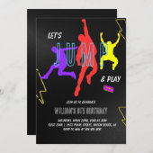 ネオンレッズジャンプ子供の誕生日パーティー 招待状 (正面/裏面)