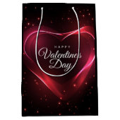 ネオンレッドバレンタインハートミドレッドスターズ ミディアムペーパーバッグ (正面)