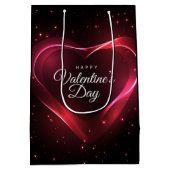 ネオンレッドバレンタインハートミドレッドスターズ ミディアムペーパーバッグ (裏面)