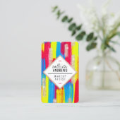 ネオンレッドブルーイエロー金ゴールド絵を描グリッターメイクアップ 名刺 (スタンド正面)