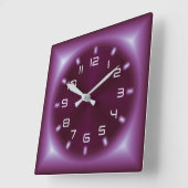 ネオンレッドモダン スクエア壁時計 (傾斜)