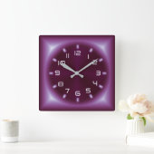 ネオンレッドモダン スクエア壁時計 (ホーム)