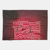 ネオンレッドユール（キリスト降誕祭）ラブザキッチン キッチンタオル (横)