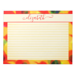 ネオンレッド&イエロー抽象芸術水色 ノートパッド