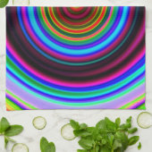 ネオンレトロの螺線形の円パターン キッチンタオル (折り畳み)