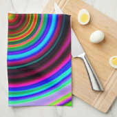 ネオンレトロの螺線形の円パターン キッチンタオル (四つ折り)