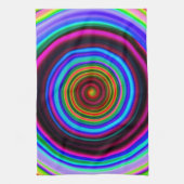 ネオンレトロの螺線形の円パターン キッチンタオル (縦)