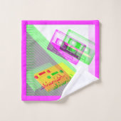 ネオンレトロカセットテープ バスタオルセット (ウォッシュタオル)