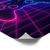 ネオンレトロゲームパッド – Synthwave ポスター (角)