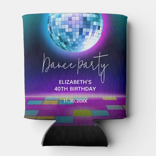 ネオンレトロダンスディスコ誕生日パーティーウェルカム 缶クーラー (裏面)