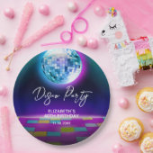 ネオンレトロディスコパーティーダンスナイト誕生日 ペーパープレート (パーティー)