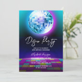 ネオンレトロディスコパーティーダンスナイト誕生日 招待状 (スタンド正面)