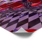 ネオンレトロディナー白黒市松模様に ポスター (角)