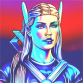 ネオンレトロバイキング任意のサイズビニールシール シール (正面)