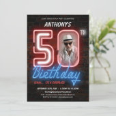 ネオンレトロフォトサプライズ50thバースデーパーティー 招待状 (スタンド正面)