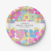 ネオンレトロフローラピンクカラフルブライダルシャワー ペーパープレート (正面)
