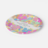 ネオンレトロフローラピンクカラフルブライダルシャワー ペーパープレート (アングル)