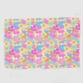 ネオンレトロフローラピンクカラフル ゴルフタオル (横)