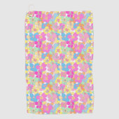 ネオンレトロフローラピンクカラフル ゴルフタオル (正面)