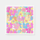 ネオンレトロフローラピンクカラフル スタンダードカクテルナプキン (正面)