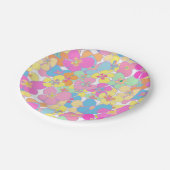 ネオンレトロフローラピンクカラフル ペーパープレート (アングル)