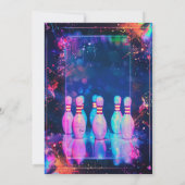 ネオンレトロボーリングいくつかのおもしろいパーティーを取り上げる 招待状 (裏面)