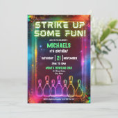 ネオンレトロボーリングいくつかのおもしろいパーティーを取り上げる 招待状 (スタンド正面)