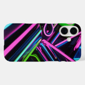 ネオンレトロ波デザイン – 電気ピンク、青 Case-Mate iPhoneケース (裏面 (横))