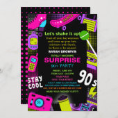 ネオンレトロ素晴らしトータル90年代バースデーパーティー 招待状 (正面/裏面)