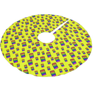 ネオンレファンキーインボーブロックパターン ブラッシュドポリエステルツリースカート