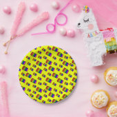 ネオンレファンキーインボーブロックパターン ペーパープレート (パーティー)