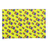 ネオンレファンキーインボーブロックパターン 枕カバー (正面右)