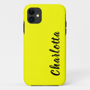 ネオンレモンカ無地のラー 個人設カスタム定 iPhone 11 ケース