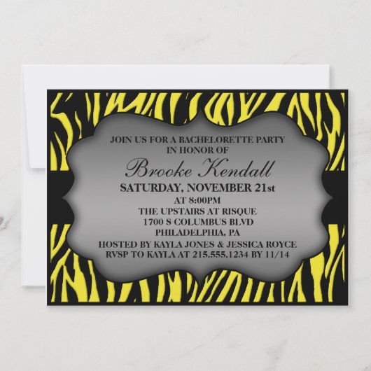 ネオンレモン野生夜シマウマのバチェロレッテ 招待状 (正面)