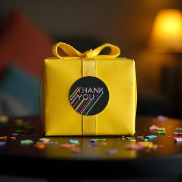 ネオンレーザーカラフルラベルありがとう ラウンドシール