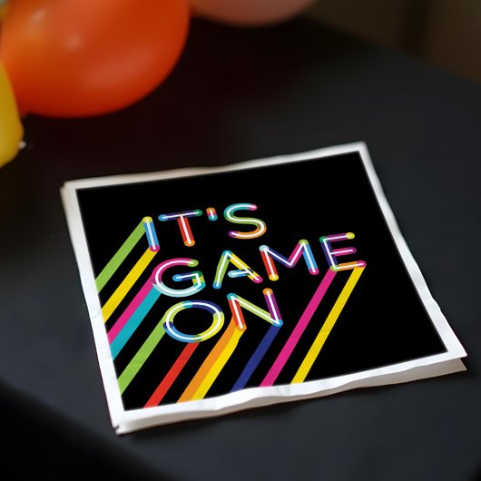 ネオンレーザーカラフルラベル誕生日 スタンダードカクテルナプキン