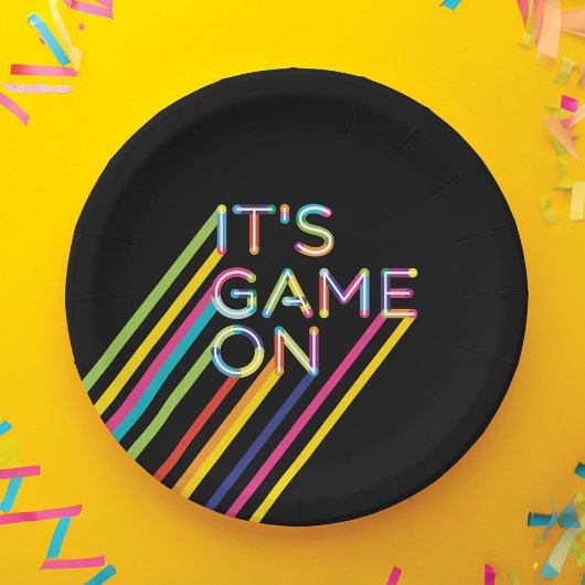 ネオンレーザーカラフルラベル誕生日 ペーパープレート