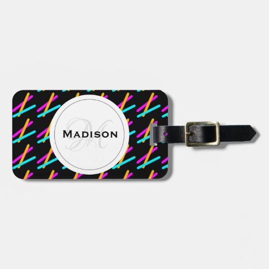 ネオンレーザーホットピンクオレンジティール(緑がかった色)ラゲージタグ ラゲッジタグ (正面横)