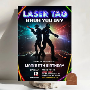 ネオンレーザーラベルブルユーインティーンズ誕生日 招待状