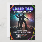 ネオンレーザーラベルブルユーインティーンズ誕生日 招待状 (正面)