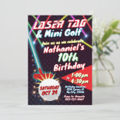 ネオンレーザーラベル及びミニゴルフ誕生日招待状 招待状 (スタンド正面)
