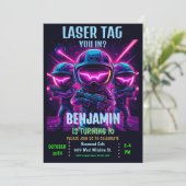 ネオンレーザーラベル誕生日パーティーへの招待 招待状 (スタンド正面)