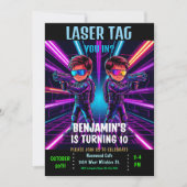 ネオンレーザーラベル誕生日パーティーへの招待 招待状 (正面)