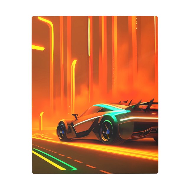 ネオンレースナイト3000 - Ken Gage Art メタルプリント (正面)