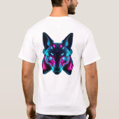 ネオンロボットキツネ顔アート Tシャツ (裏面)