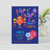 ネオンロボット第2誕生日パーティー少年少女おもしろい 招待状 (スタンド正面)