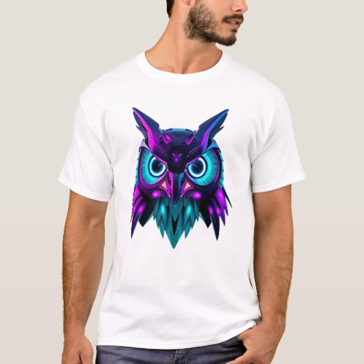 ネオンロボット顔アート Tシャツ (正面)