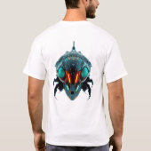 ネオンロボティックセミ顔アート Tシャツ (裏面)