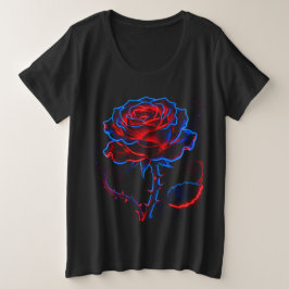 ネオンローズ大きめサイズTシャツ プラスサイズTシャツ