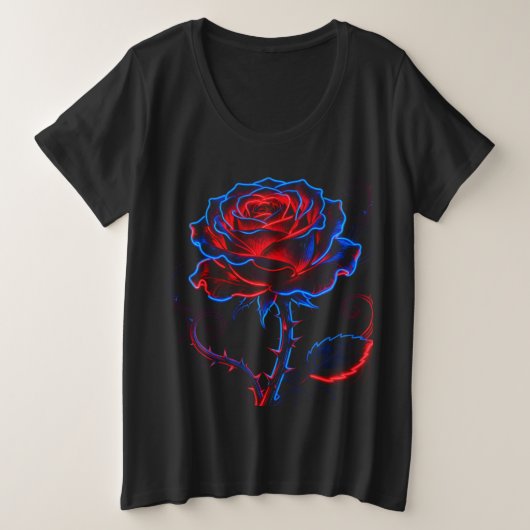 ネオンローズ大きめサイズTシャツ プラスサイズTシャツ (デザイン正面)